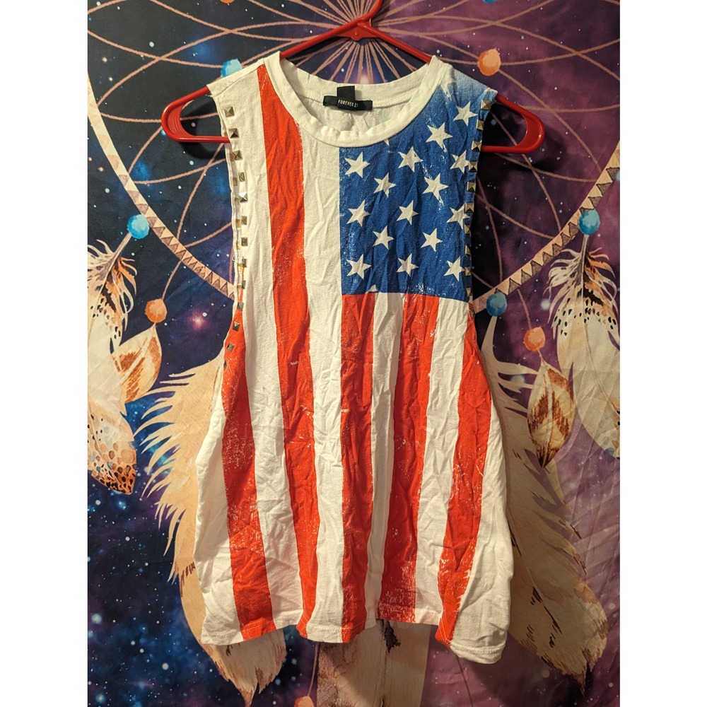 Forever 21 Ladies' M USA Flag Studded Tank Top